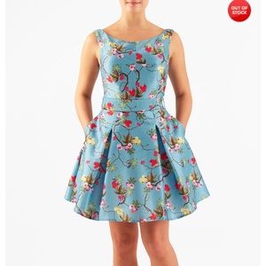 eShakti Blue Floral Dress Sz 8/M